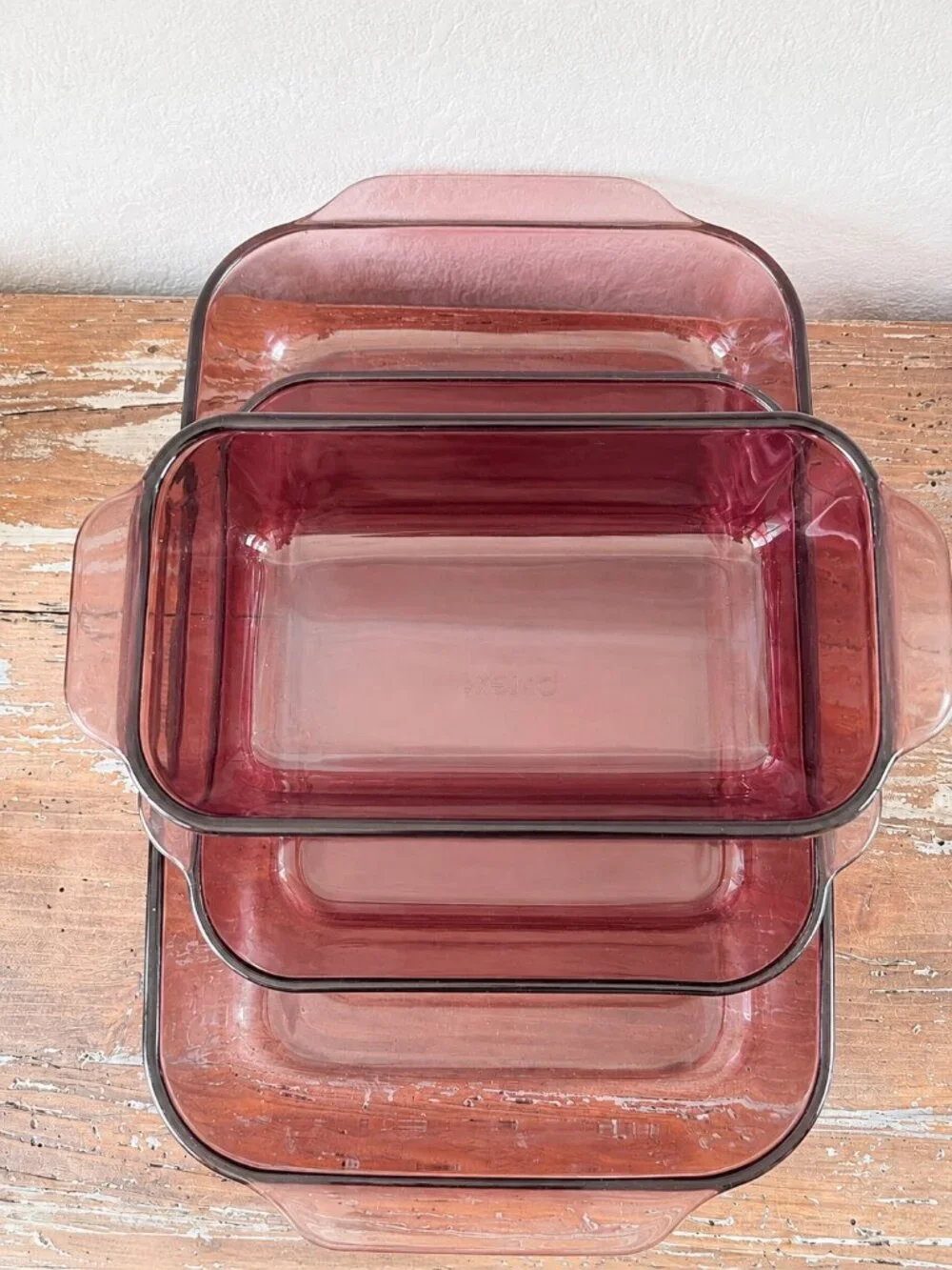Cranberry Pyrex 3 piece baking dish set